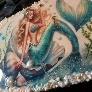 Custom Made 8x10 Mermaid Glitter Art with Pearls